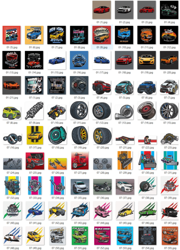 Pack +300 Vectores De Automóviles Remeras DTF Sublimación - Image 4