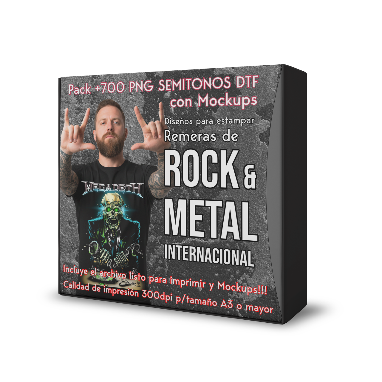 Pack 700 PNG Semitonos DTF Rock y Metal Internacional