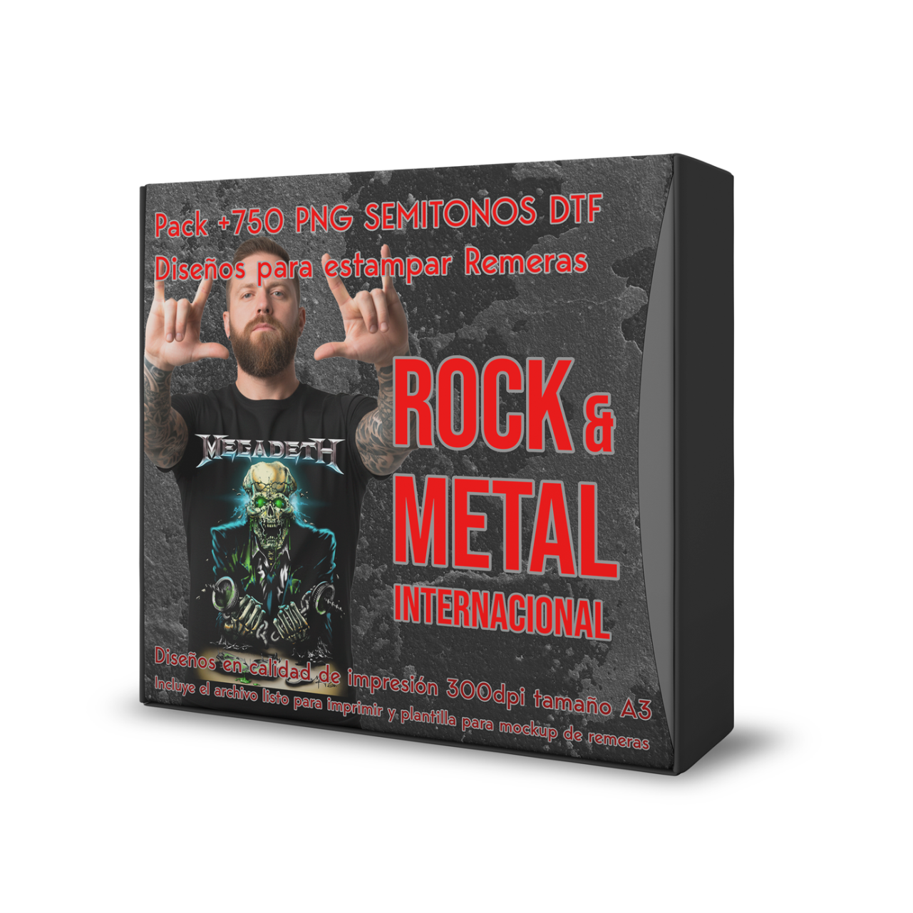 Pack + 750 Diseños Png Semitono Rock Y Metal Internacional