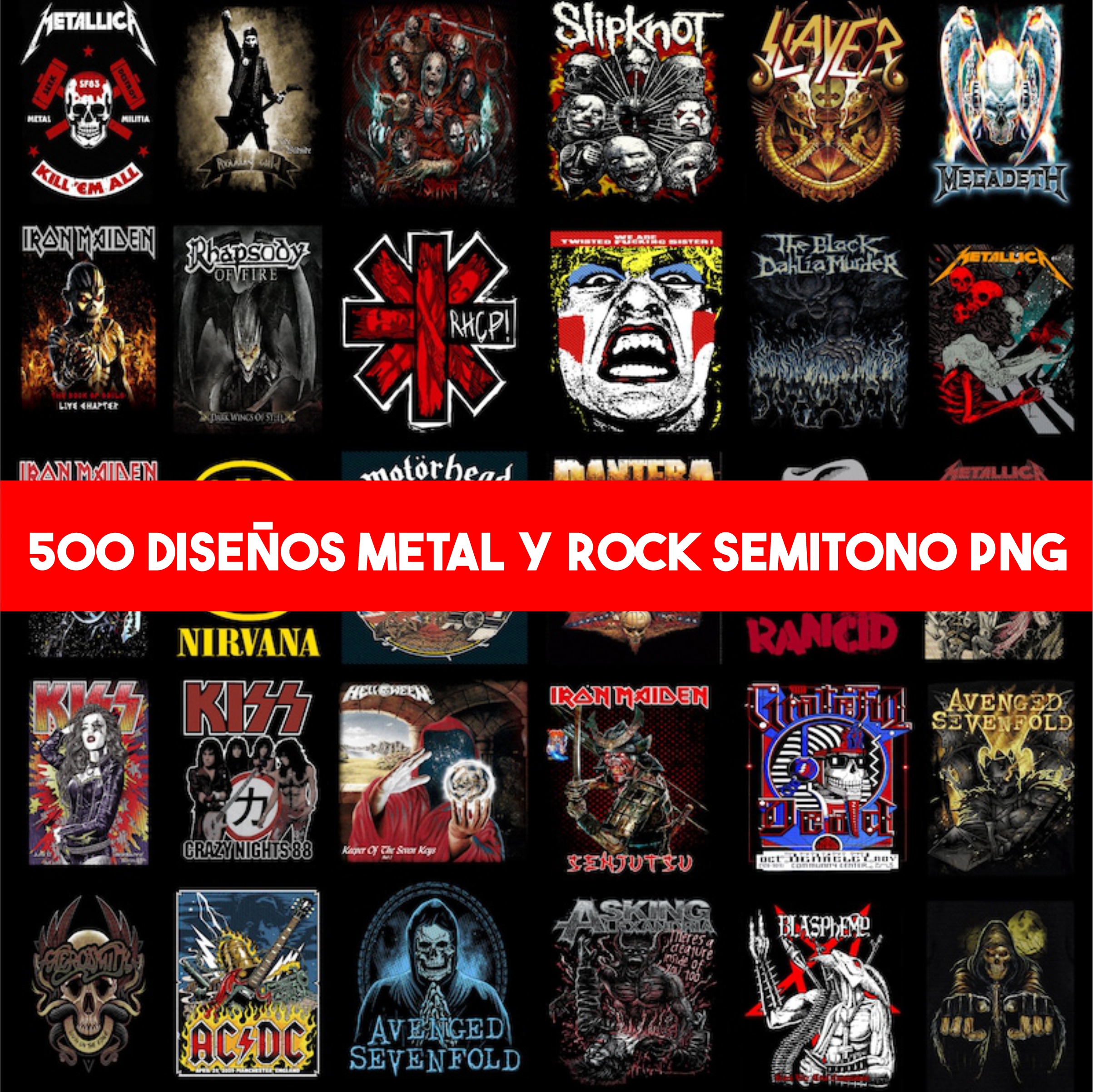 Pack + 750 Diseños Png Semitono Rock Y Metal Internacional - Image 6