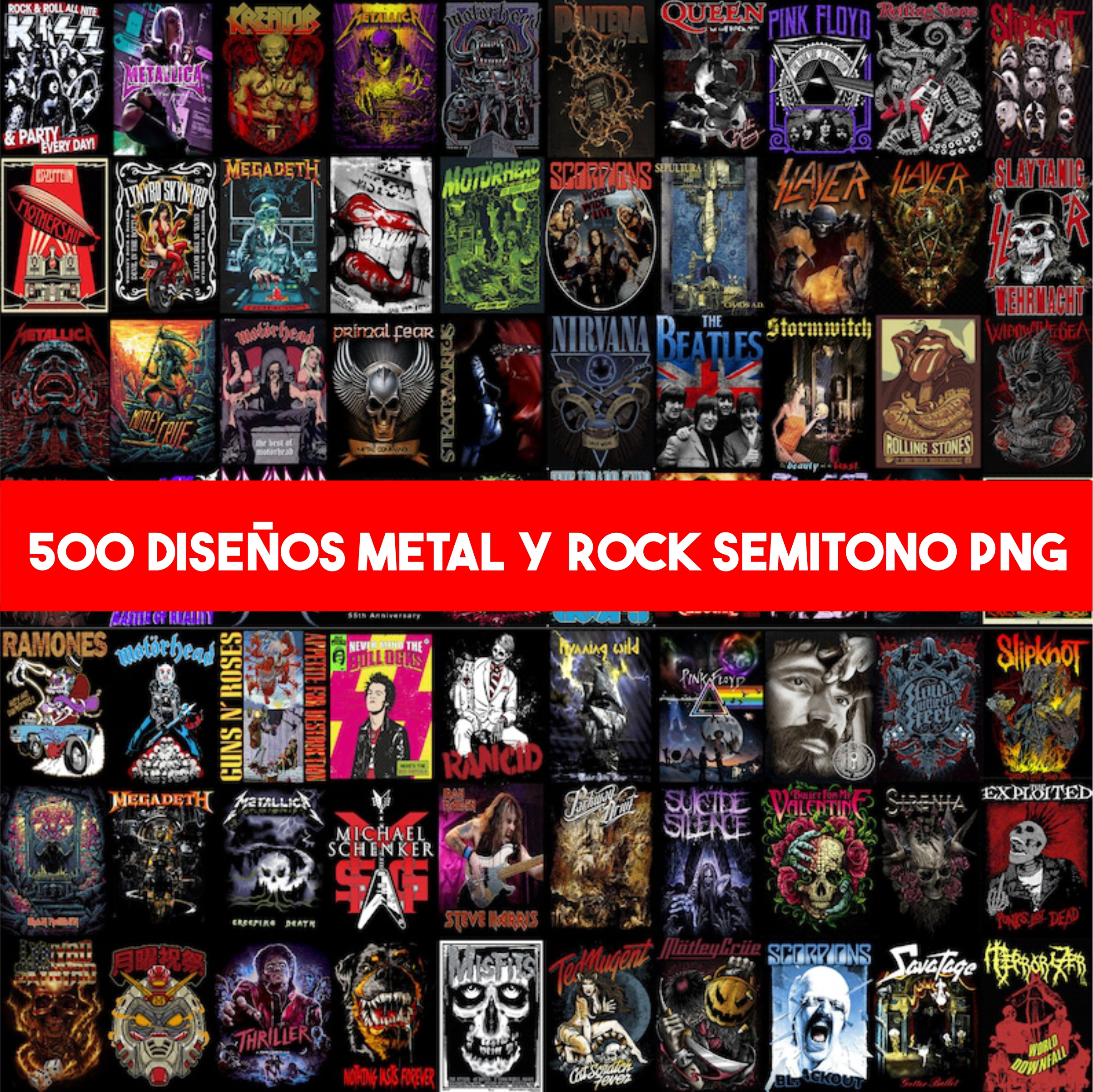 Pack + 750 Diseños Png Semitono Rock Y Metal Internacional - Image 5