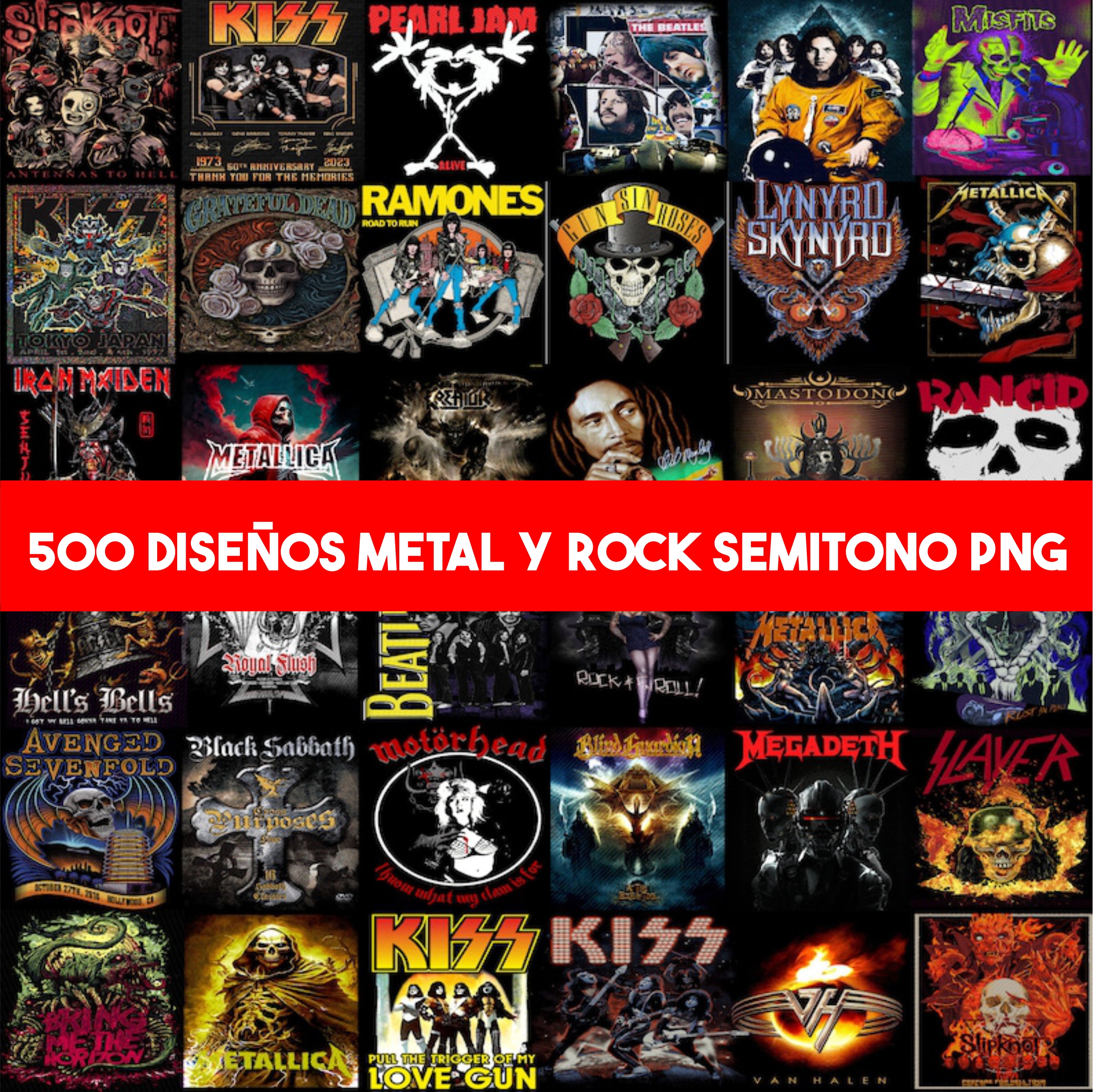 Pack + 750 Diseños Png Semitono Rock Y Metal Internacional - Image 7