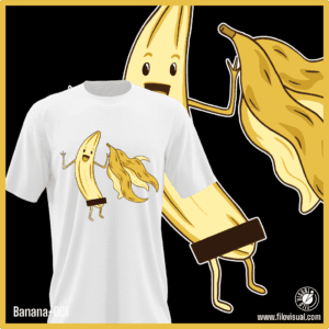 Banana-001 - Diseño de Banana Streaptease - Remera de Algodón