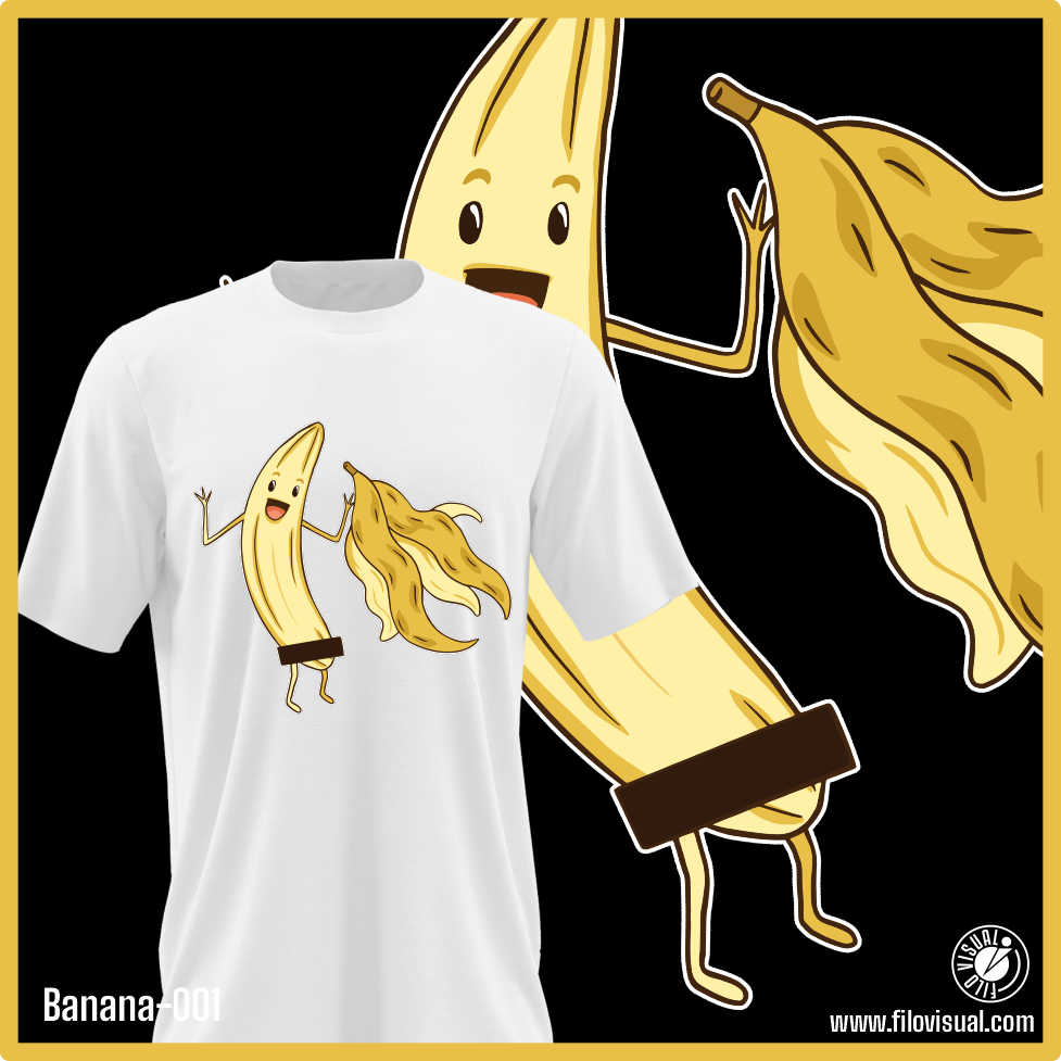 Banana-001 - Diseño de Banana Streaptease - Remera de Algodón