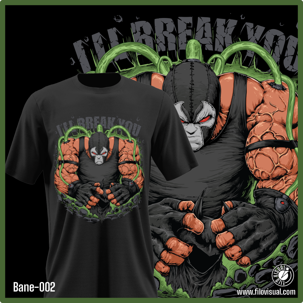 Bane-002 - Diseño de Bane Villano de Batman - Remera de Algodón