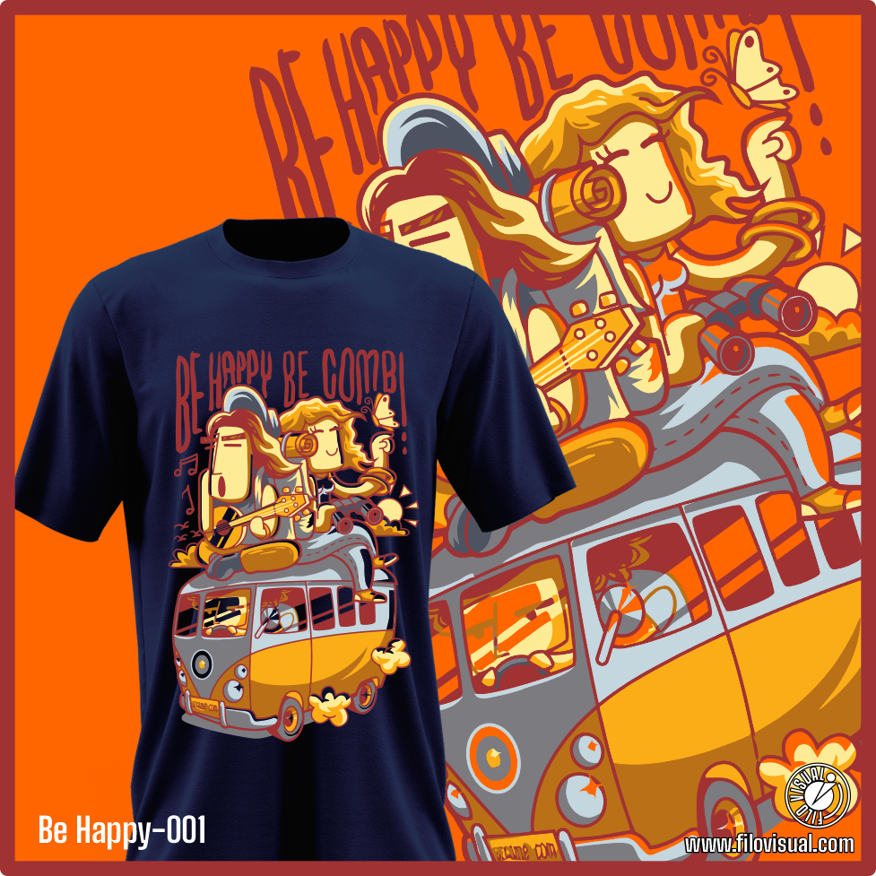 Be Happy-001 - Diseño Be Happy - Remera de Algodón