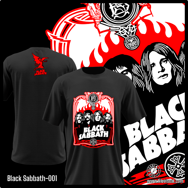 Black Sabbath-001 - Remera de Black Sabbath - Algodón Estampado