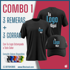 Pack Emprendedor 3 Remeras + 3 Gorras con tu Marca
