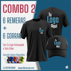 Pack Pyme 6 Remeras + 6 Gorras con tu Marca