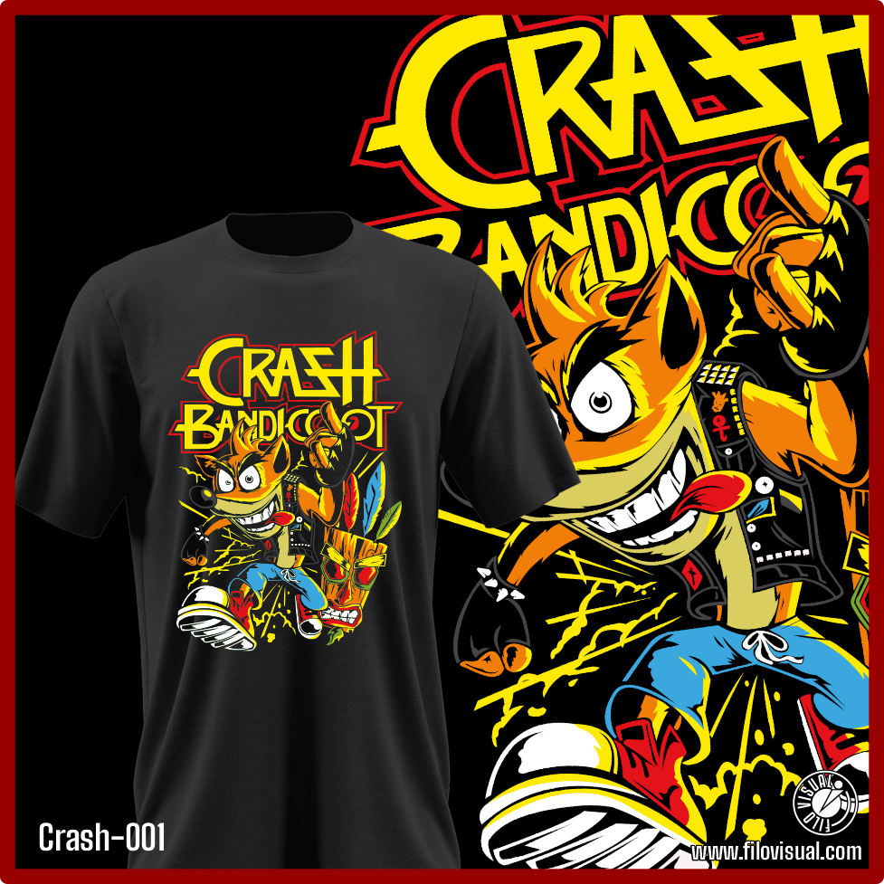 Crash-001 - Diseño de Crash Bandicoot - Remera de Algodón