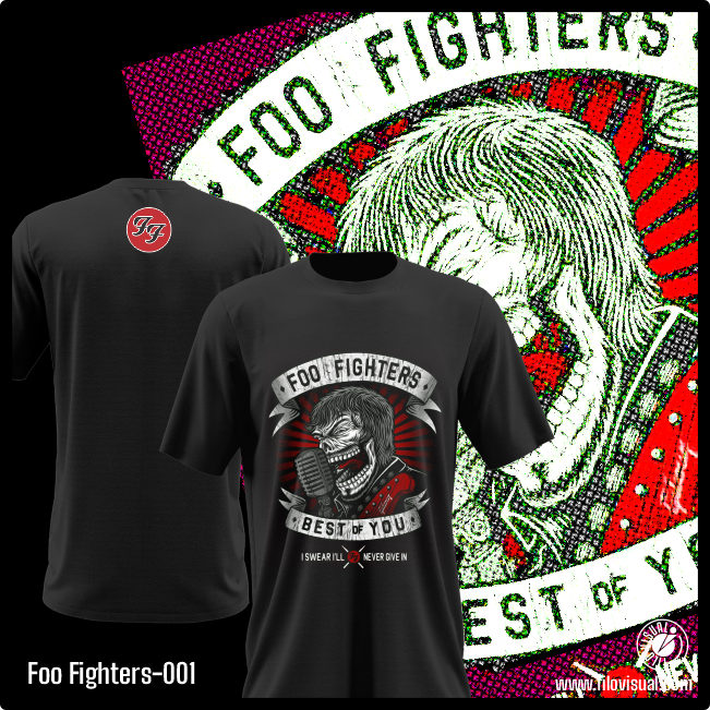 Foo Fighters-001 - Remera de Foo Fighter - Algodón Estampado