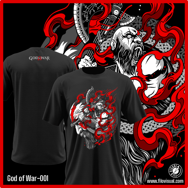 God of War-001 - Diseño de God of War - Remera de Algodón