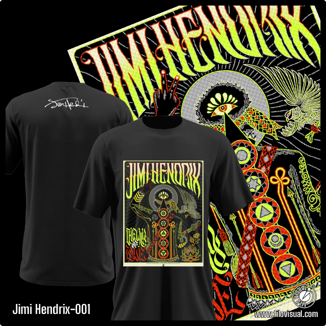 Jimi Hendrix-001 - Remera de Jimi Hendrix - Algodón Estampado