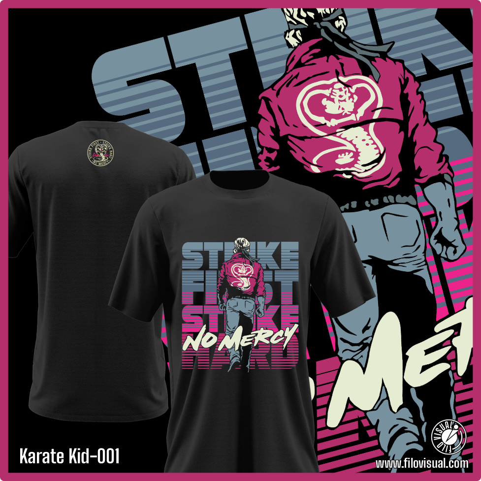 Karate Kid-001 - Diseño de Karate Kid Cobra Kai - Remera de Algodón