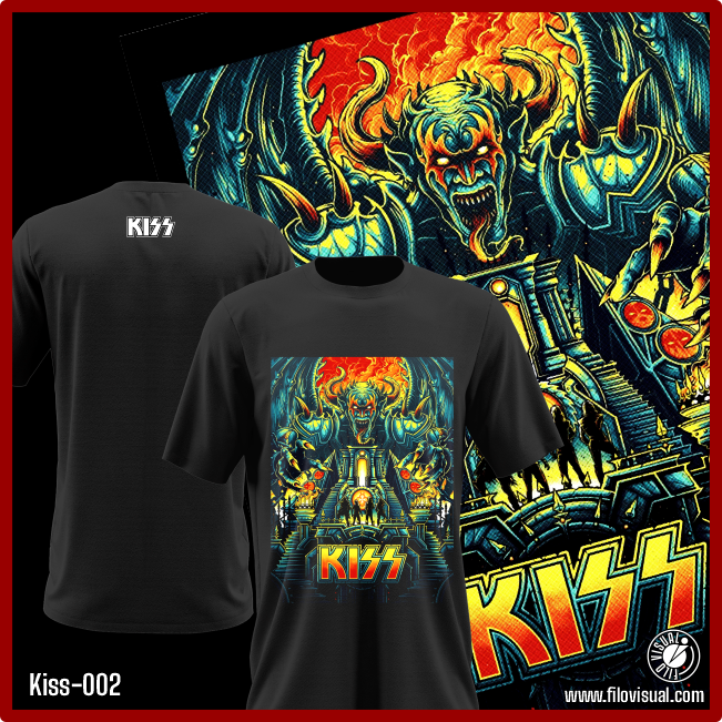 Kiss-002 - Remera de Kiss- Algodón Estampado