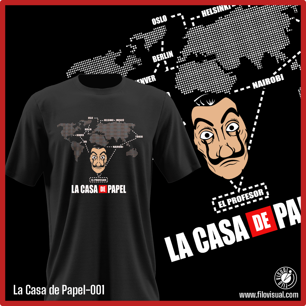 La Casa de Papel-001 - Diseño de La Casa de Papel - Remera de Algodón