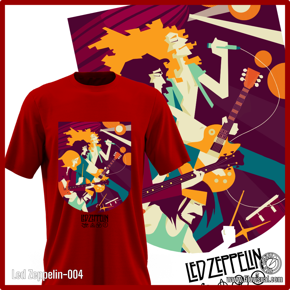 Led Zeppelin-004 - Remera de Led Zeppelin - Algodón Estampado