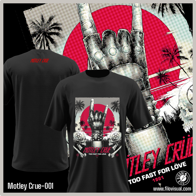 Motley Crue-001 - Remera de Motley Crue - Algodón Estampado