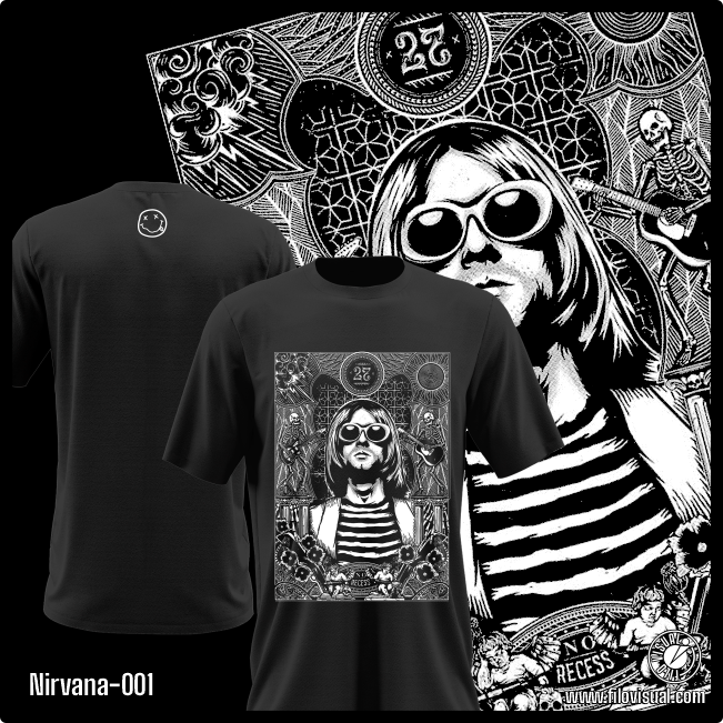 Nirvana-001 - Remera de Nirvana - Algodón Estampado