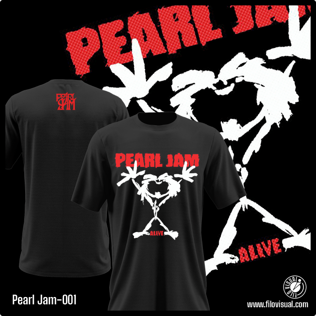 Pearl Jam-001 - Remera de Pearl Jam - Algodón Estampado