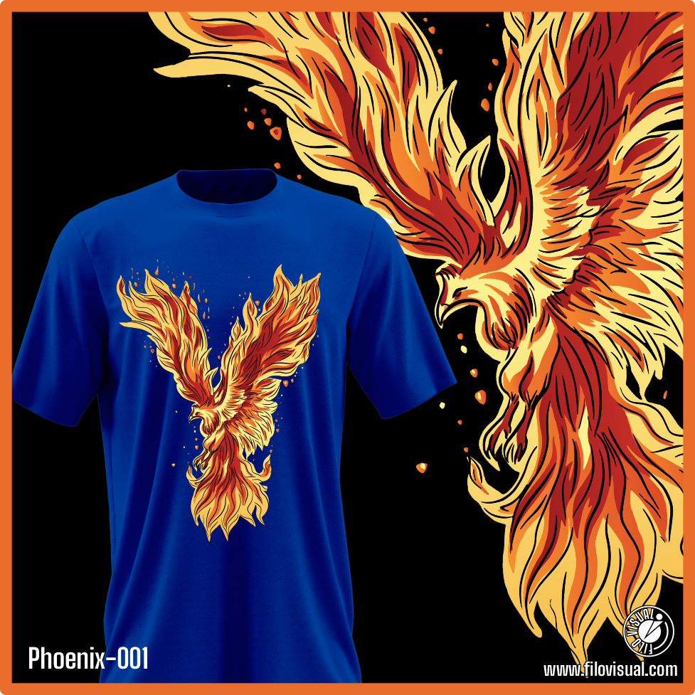 Phoenix-001 - Diseño de Ave Phoenix - Remera de Algodón