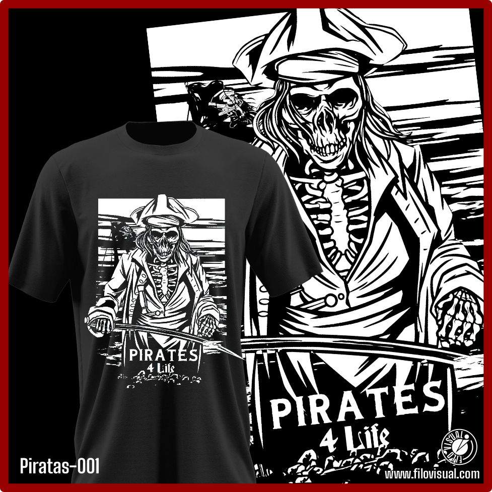 Piratas-001 - Diseño de Piratas del Caribe - Remera de Algodón