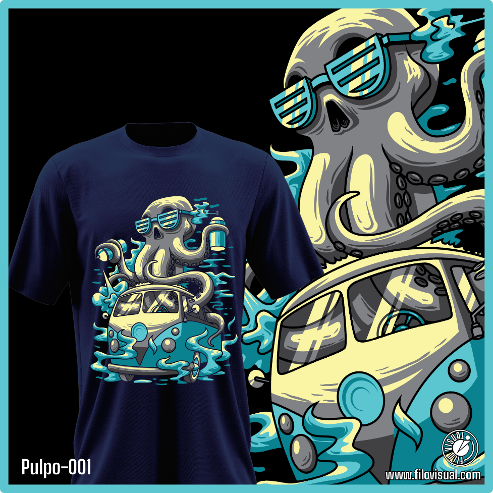 Pulpo-001 - Diseño de Pulpo - Remera de Algodón