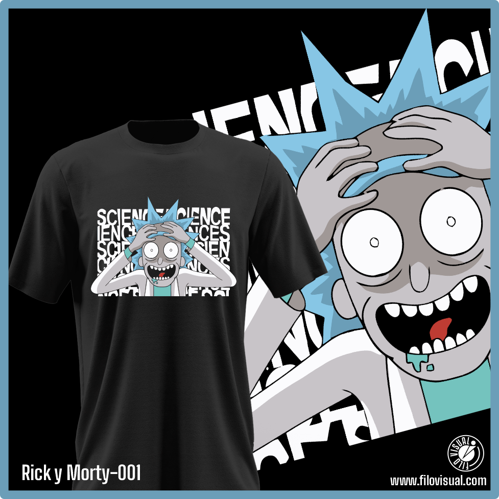 Rick y Morty-001 - Diseño Rick y Morty - Remera de Algodón