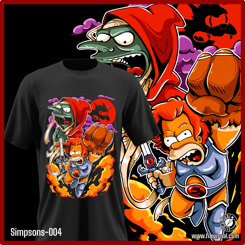 Simpsons-004 - Diseño de Los Simpsons Thundercats - Remera de Algodón