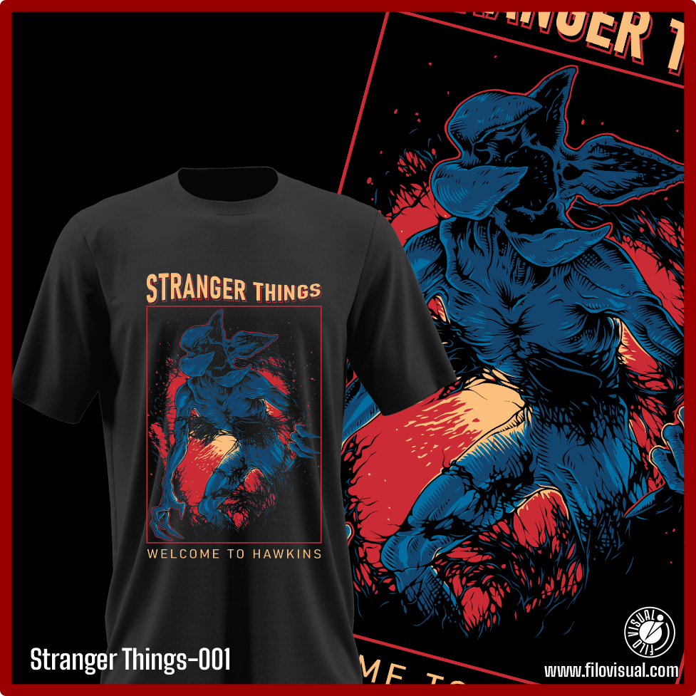 Stranger Things-001 - Diseño de Stranger Things - Remera de Algodón