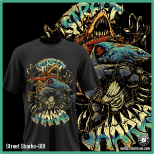 Street Sharks-001 - Diseño de Street Sharks - Remera de Algodón